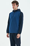Parlıament Yarım Fermuarlı Kapüşonlu Renk Bloklu Standart Kalıp Erkek Polar Sweatshirt - 88300 | S
