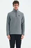 River Gri Melanj Dik Yaka Erkek Polar Sweatshirt - 88310