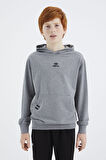 Gri Melanj Kapüşonlu Erkek Çocuk Sweatshirt - 11177