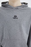 Gri Melanj Kapüşonlu Erkek Çocuk Sweatshirt - 11177