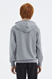 Gri Melanj Kapüşonlu Erkek Çocuk Sweatshirt - 11177