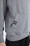 Gri Melanj Kapüşonlu Erkek Çocuk Sweatshirt - 11177