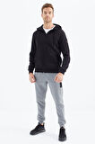 Siyah Fermuarlı Erkek Sweatshirt - 88303 | S