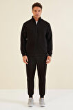 Siyah Renk Bloklu Jogger Erkek Eşofman Takım - 85237 | S