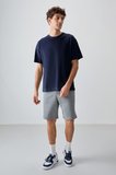 Lacivert %100 Pamuk Kalın Yumuşak Dokulu Oversize Fit Basic Erkek T- Shirt - 88353 | XXL