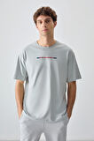 Taş %100 Pamuk Kalın Yumuşak Dokulu Oversize Fit Baskılı Erkek T- Shirt - 88358 | M