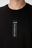 Siyah %100 Pamuk Kalın Yumuşak Dokulu Oversize Fit Baskılı Erkek T-Shirt - 88360
