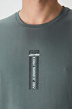 Haki %100 Pamuk Kalın Yumuşak Dokulu Oversize Fit Baskılı Erkek T-Shirt - 88360