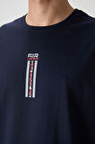 Lacivert %100 Pamuk Kalın Yumuşak Dokulu Oversize Fit Baskılı Erkek T-Shirt - 88360
