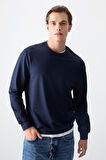 İndigo Pamuk Dokulu Standart Fit Basic Erkek Sweatshirt - 88363 | M