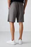 Koyu Gri Pamuklu Kalın Yumuşak Dokulu Comfort Fit Basic Erkek Şort - 81261