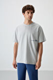 Taş Pamuklu Kalın Yüzeyi Dokulu Oversize Fit  Baskılı Erkek T-Shirt - 88370