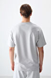 Taş Pamuklu Kalın Yumuşak Dokulu Oversize Fit Baskılı Erkek T-Shirt - 88373