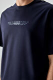 Lacivert Pamuklu Kalın Yumuşak Dokulu Oversize Fit Baskılı Erkek T-Shirt - 88374