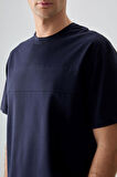 Lacivert Pamuklu Kalın Yumuşak Dokulu Oversize Fit Basic Erkek T-Shirt - 88378