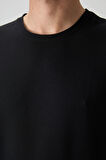 Siyah Waffle İnterlok Yüzeyi Dokulu Oversize Fit Basic Erkek T-Shirt - 88379