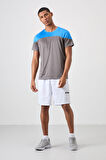 Koyu Gri Polyester Nefes Alan Dokulu İnce Esnek Standart Fit Erkek Performans T-Shirt - 88386