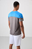 Koyu Gri Polyester Nefes Alan Dokulu İnce Esnek Standart Fit Erkek Performans T-Shirt - 88386