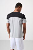 Gri Polyester Nefes Alan Dokulu İnce Esnek Standart Fit Erkek Performans T-Shirt - 88386