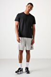 Siyah Polyester Nefes Alan Dokulu İnce Esnek Standart Fit Erkek Performans T-Shirt - 88388