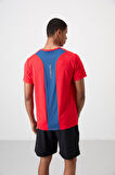 Kırmızı Polyester Nefes Alan Dokulu İnce Esnek Standart Fit Erkek Performans T-Shirt - 88387