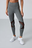 Haki Polyester Esnek Standart Fit Performans Kadın Tayt Takım - 95331