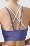 Eflatun Polyester Esnek Standart Fit Performans Kadın Tayt Takım - 95333
