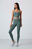 Mint Yeşili Polyester Esnek Standart Fit Performans Kadın Tayt Takım - 95333
