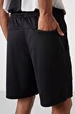 Siyah Polyester Kalın Yumuşak Comfort Fit Erkek Şort - 81272