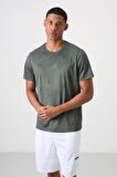 Tommy Life Haki Polyester Nefes Alan Jakarlı İnce Esnek Standart Fit Erkek Performans T-Shirt - 88397