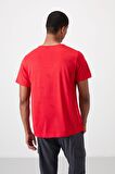 Tommy Life Kırmızı Polyester Nefes Alan Jakarlı İnce Esnek Standart Fit Erkek Performans T-Shirt - 88397IZI