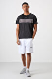 Siyah Polyester Nefes Alan Jakarlı İnce Esnek Standart Fit Erkek Performans T-Shirt - 88398
