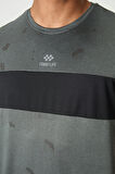 Haki Polyester Nefes Alan Jakarlı İnce Esnek Standart Fit Erkek Performans T-Shirt - 88398