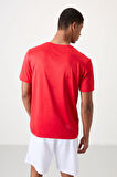 Kırmızı Polyester Nefes Alan Jakarlı İnce Esnek Standart Fit Erkek Performans T-Shirt - 88398