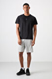 Siyah Polyester Nefes Alan Dokulu İnce Esnek Standart Fit Erkek Performans T-Shirt - 88391
