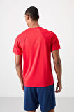 Kırmızı Polyester Nefes Alan Dokulu İnce Esnek Standart Fit Erkek Performans T-Shirt - 88391