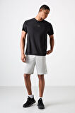 Siyah Polyester Nefes Alan Dokulu İnce Esnek Standart Fit Erkek Performans T-Shirt - 88390