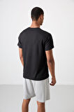 Siyah Polyester Nefes Alan Dokulu İnce Esnek Standart Fit Erkek Performans T-Shirt - 88390