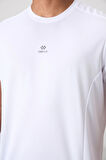 Beyaz Polyester Nefes Alan Dokulu İnce Esnek Standart Fit Erkek Performans T-Shirt - 88390