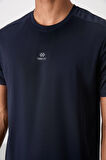 Lacivert Polyester Nefes Alan Dokulu İnce Esnek Standart Fit Erkek Performans T-Shirt - 88390