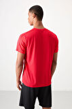 Kırmızı Polyester Nefes Alan Dokulu İnce Esnek Standart Fit Erkek Performans T-Shirt - 88390