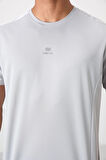 Gri Polyester Nefes Alan Dokulu İnce Esnek Standart Fit Erkek Performans T-Shirt - 88390