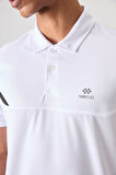 Beyaz Polyester Nefes Alan Dokulu İnce Esnek Standart Fit Polo Yaka Erkek Performans T-Shirt - 88402