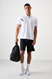 Beyaz Polyester Nefes Alan Dokulu İnce Esnek Standart Fit Polo Yaka Erkek Performans T-Shirt - 88402