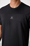 Siyah Polyester Nefes Alan Dokulu İnce Esnek Standart Fit Erkek Performans T-Shirt - 88396