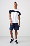 Beyaz Polyester Nefes Alan Dokulu İnce Esnek Standart Fit Erkek Performans T-Shirt - 88396