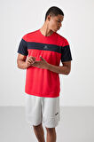 Kırmızı Polyester Nefes Alan Dokulu İnce Esnek Standart Fit Erkek Performans T-Shirt - 88396