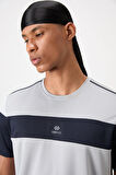 Gri Polyester Nefes Alan Dokulu İnce Esnek Standart Fit Erkek Performans T-Shirt - 88396