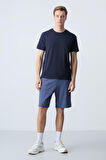 Petrol Pamuklu Kalın Yumuşak Dokulu Standart  Fit Basic Erkek Şort  - 81277