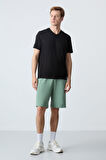 Açık Yeşil Pamuklu Kalın Yumuşak Dokulu Standart Fit Basic Erkek Şort  - 81275